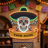 Custom Name Day Of Dead Mexican Artwork Led Neon Sign Light