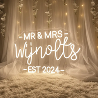 Custom Mr & Mrs Last Name With EST Year LED Neon Sign – view 2