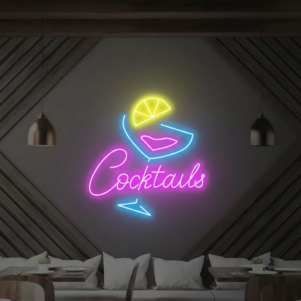 Cocktails Neon Sign Bar Neon Sign Wall Art