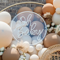 Round Oh Baby Neon Sign for Baby Shower Birthday Party Decor