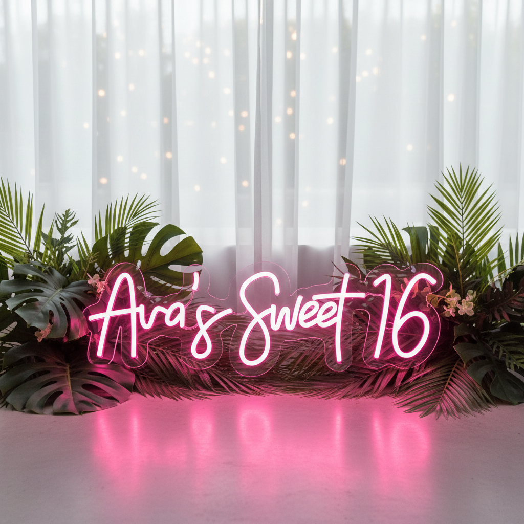 Custom Name Sweet 16 Neon Sign Birthday Party Neon Sign - VN03 - Customneonstudio