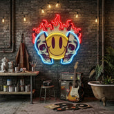 Fire Emoji Skull LED Neon Sign Light Pop Art