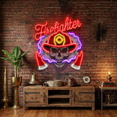 Fire Fight Skull LED Neon Sign Light Pop Art