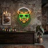 Green Lion LED Neon Sign Light Pop Art