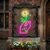 Hand Holding Flower LED Neon Sign Light Pop Art