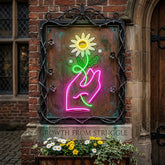Hand Holding Flower LED Neon Sign Light Pop Art