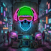 Headphone Skull LED Neon Sign Light Pop Art