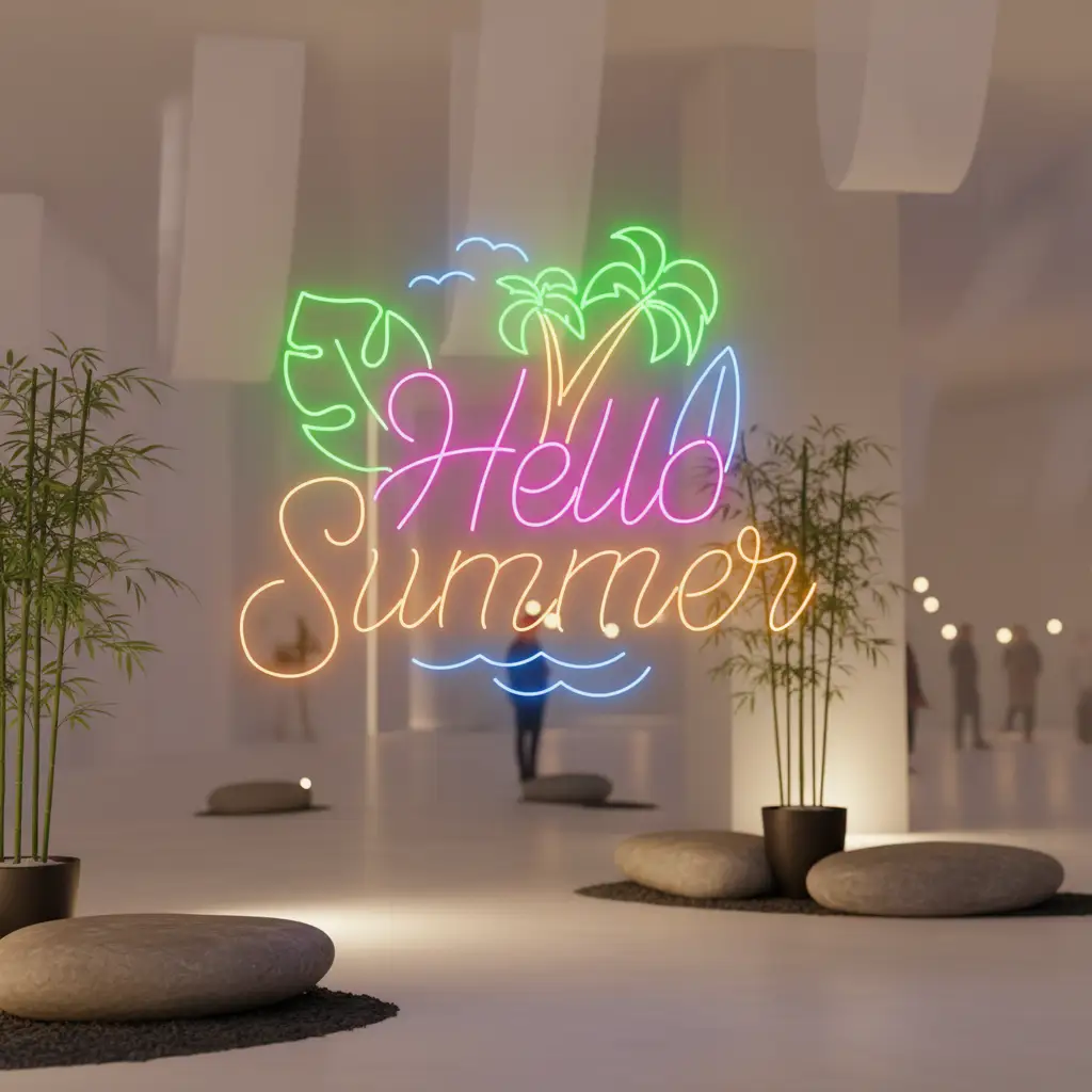 Hello Sunshine Neon Sign Summer Palm Tree Neon Sign
