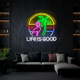 Life Is Good Palm Tree Neon Signs for Bar Wall Decor
