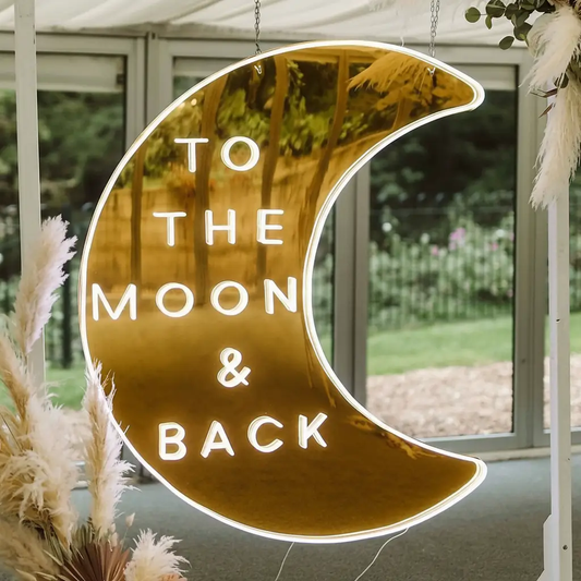 To The Moon&Back Mirror Neon Sign