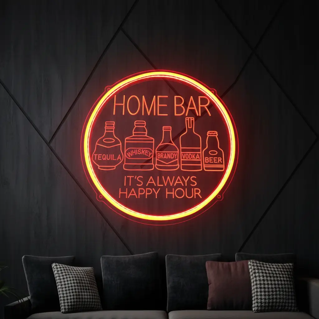 Neon Bar Sign Pub Beer Wine Wall Art Decor Sign