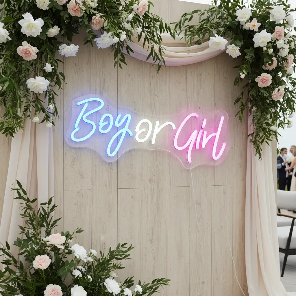 Boy or Girl Neon Sign for Baby Shower&Gender Reveal Party Decor – view 2