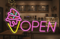 Neon Open Ice Cream Open Sign Custom Neon Sign
