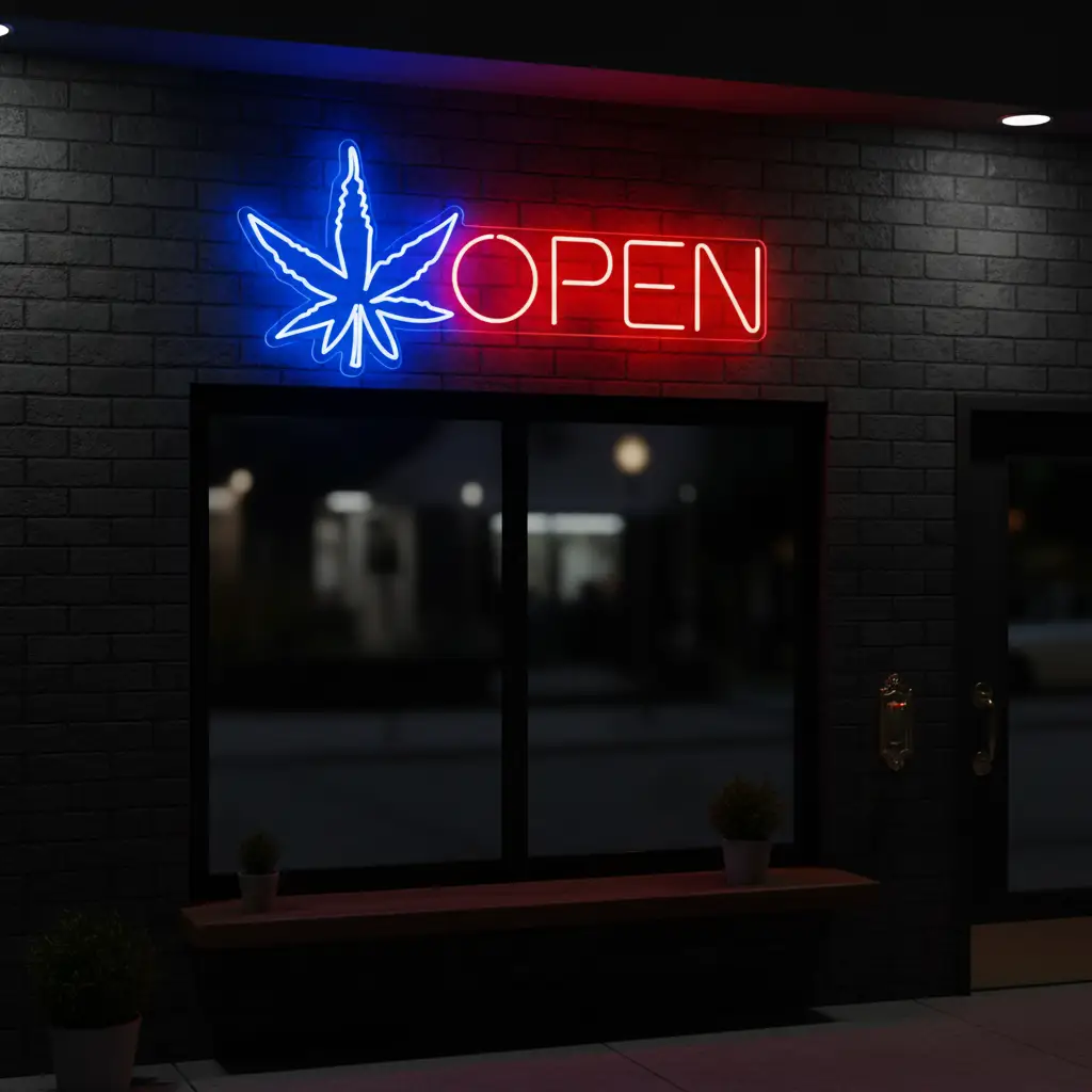 Open Neon Sign Weed Neon Sign Wall Decor Art