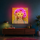 Wow Lady Pop Art Led Neon Acrylic Artwork