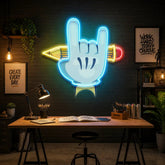 Rock Hand LED Neon Sign Light Pop Art