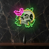 Rose And Skull LED Neon Sign Light Pop Art