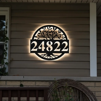 Round Metal Address Sign for House