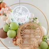 Round Oh Baby Neon Sign for Baby Shower Birthday Party Decor
