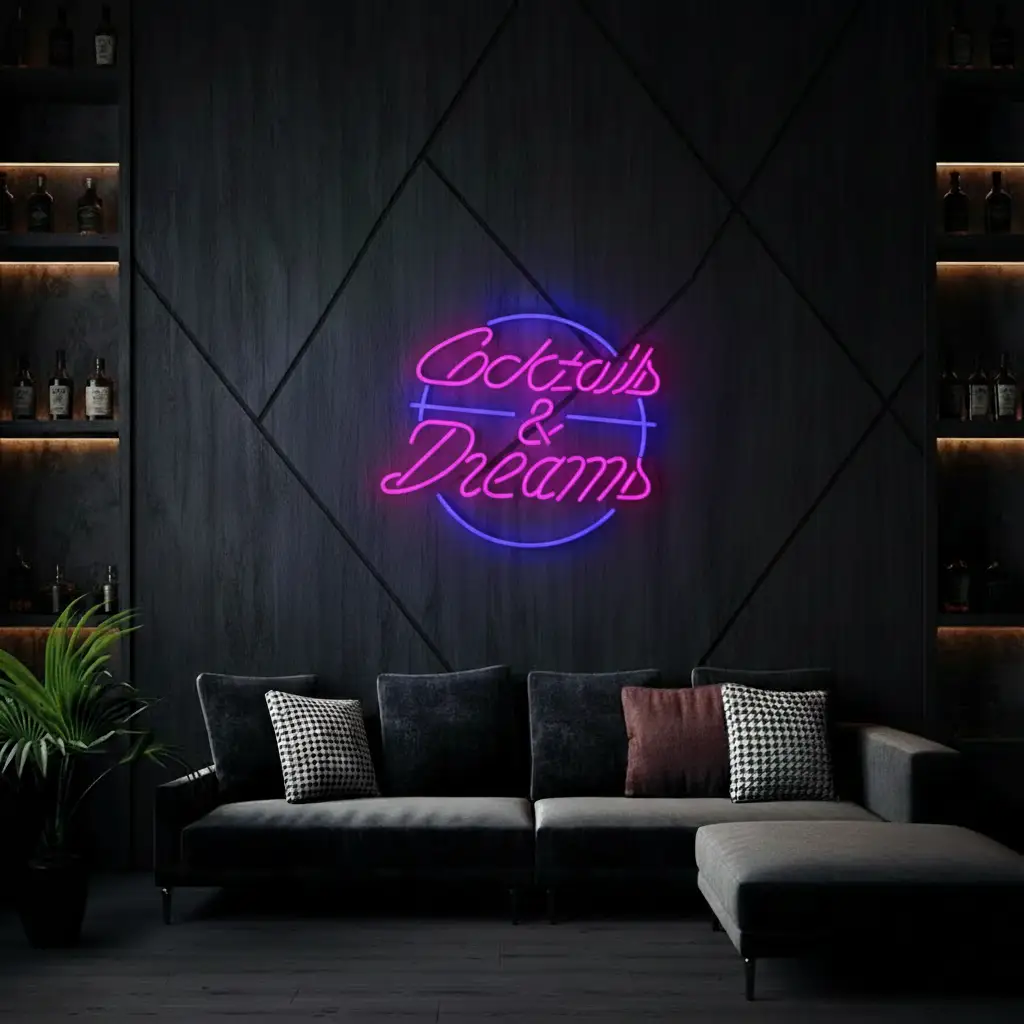 Cocktails And Dreams Neon Sign Bar Decor Neon Sign