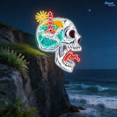 Beacon of the Damned: Skull & Lighthouse Neon Sign Light Artwork