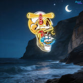 Ghost Ship's Beacon: Skull, Lighthouse & Ship Neon Sign Light Artwork