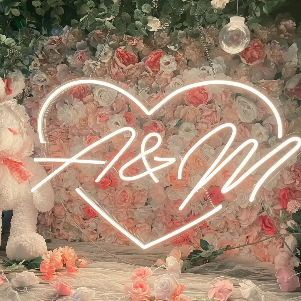 Heart with Letter Neon Sign