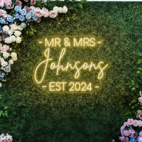 Custom Mr & Mrs Last Name With EST Year LED Neon Sign – view 3