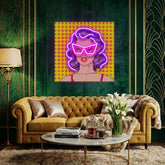 Woman In Pink Sunglasses With Dollar In Retro Pop Art Led Neon Sign Light
