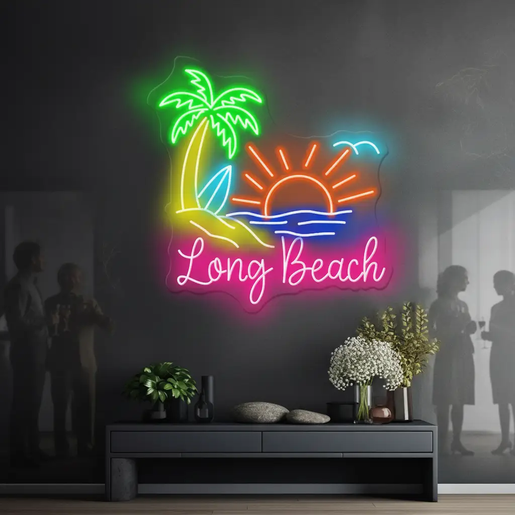 Paradise Palm Tree Beach Neon Light Summer Neon Sign Art