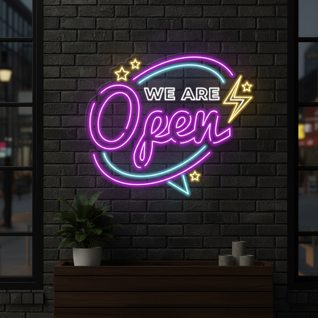 We Are Open Neon Sign for Shop Decor