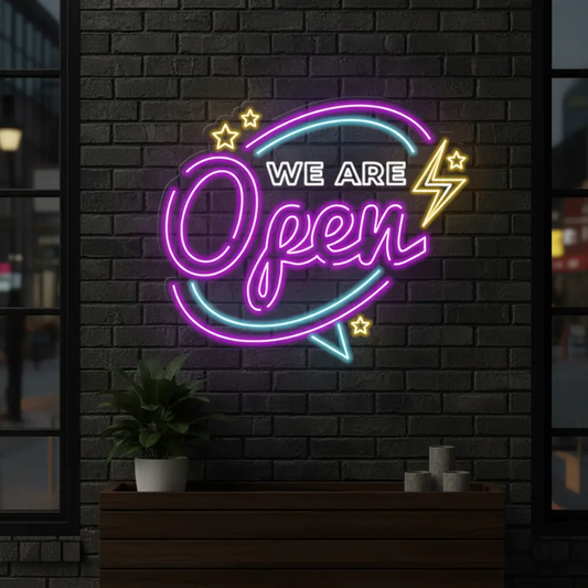 We Are Open Neon Sign for Shop Decor