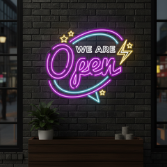 We Are Open Neon Sign for Shop Decor