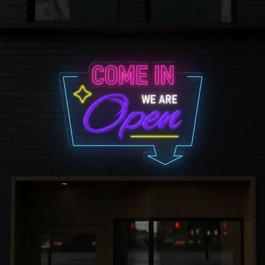 Come In We Are Open Led Neon Sign Shop Door Decor Sign