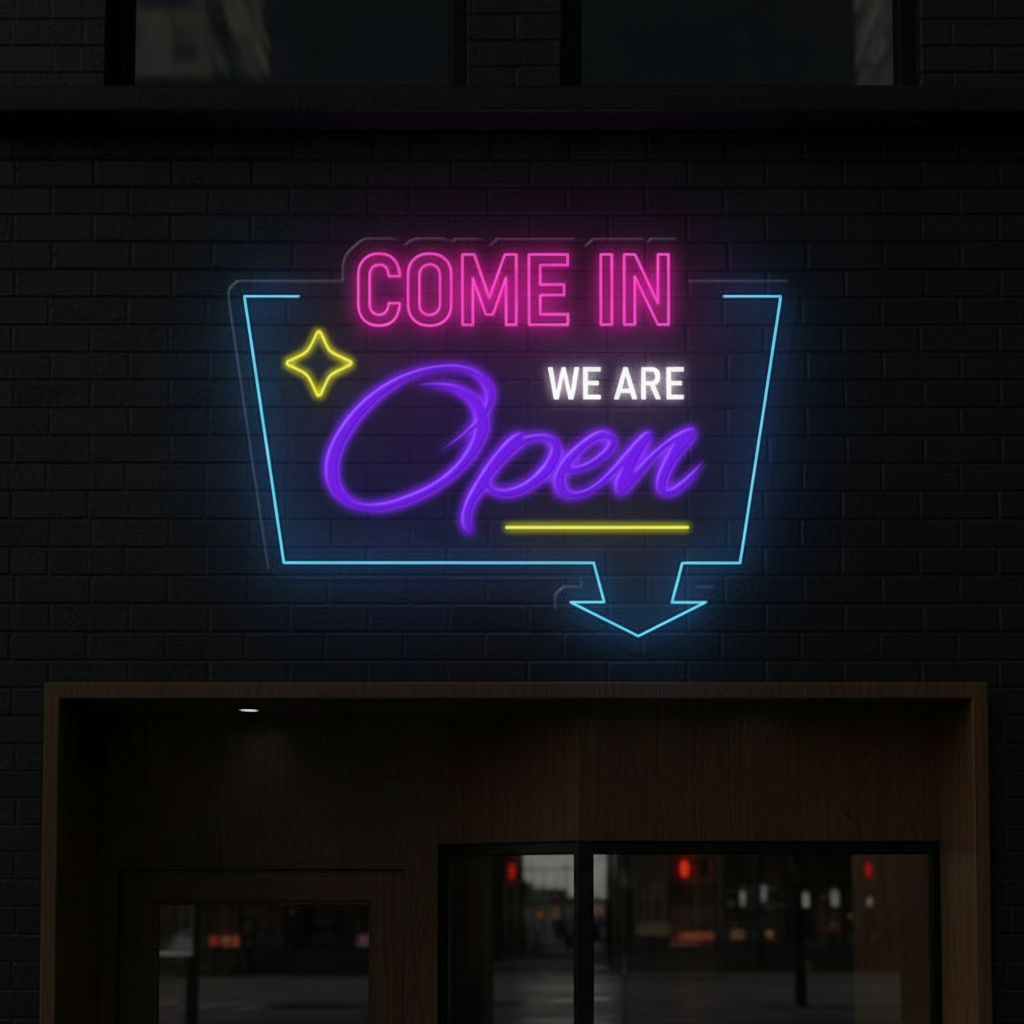 Come In We Are Open Led Neon Sign Shop Door Decor Sign
