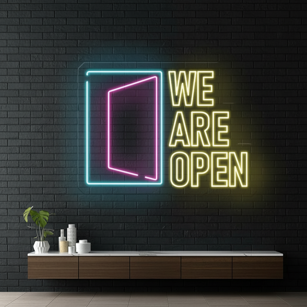 We Are Open Led Neon Sign Shop Door Decor Sign