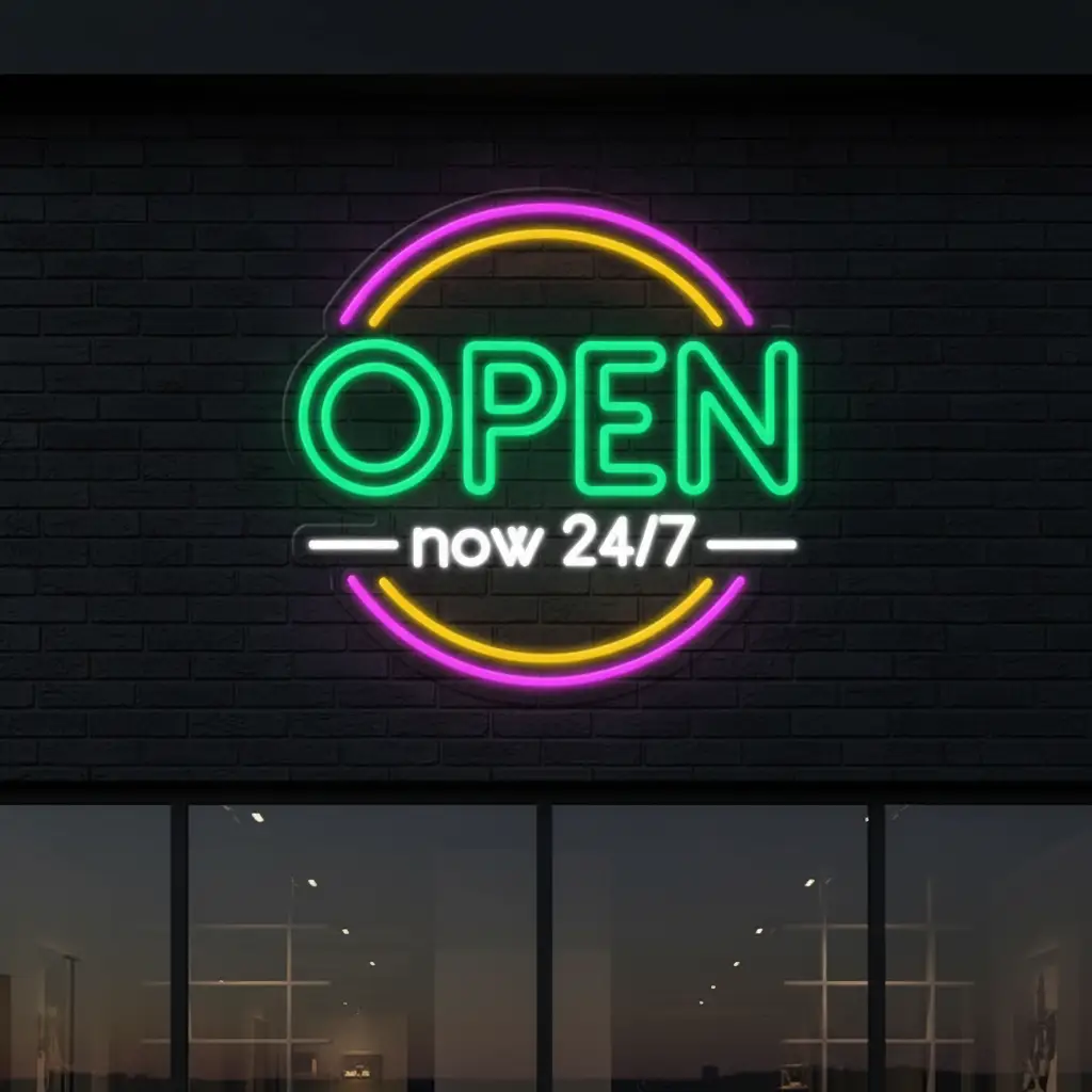 24 Hour Open Led Neon Sign Shop Door Decor Sign