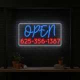 Custom Open Led Neon Sign With Phone Number