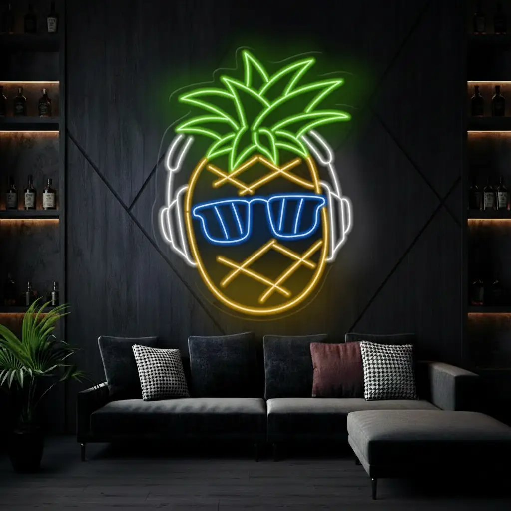 Cool Pineapple Headphone Led Sign