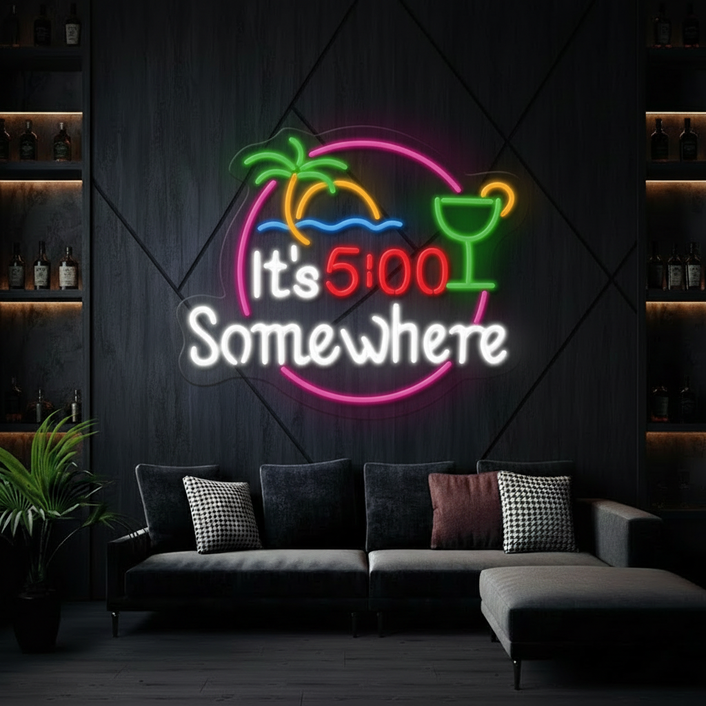 It's 5 O'clock Somewhere Led Neon Sign Bar Decor Led Sign Light - VN03 - Customneonstudio