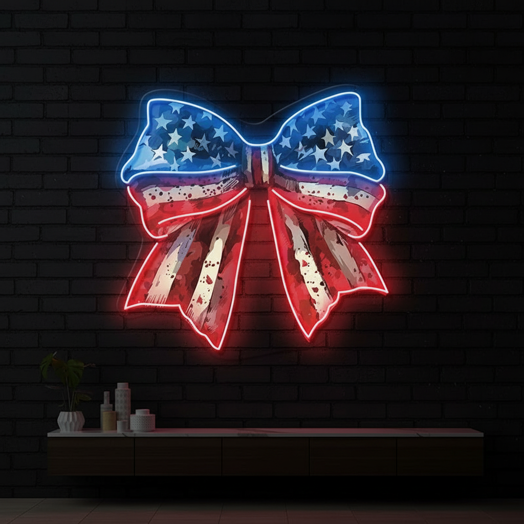 Patriotic Bow 4th of July Artwork Led Neon Sign