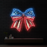 Patriotic Bow 4th of July Artwork Led Neon Sign