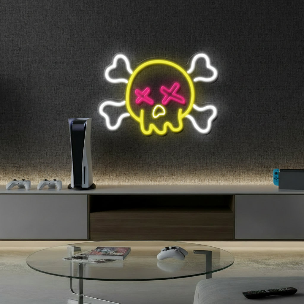 Skull and Bones Halloween Neon Sign - VN03 - Customneonstudio