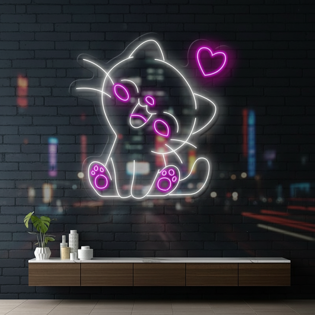 Cute Cat Led Neon Sign Kids Bedroom Decor Art