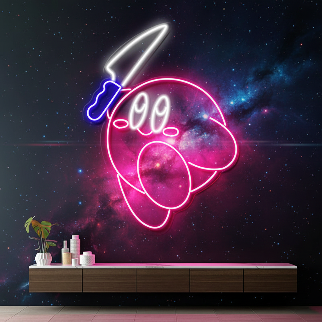 Kirby Neon Sign Cartoon Neon Sign Kids Gift