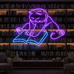 Cat Reading Led Neon Sign Wall Decor Art