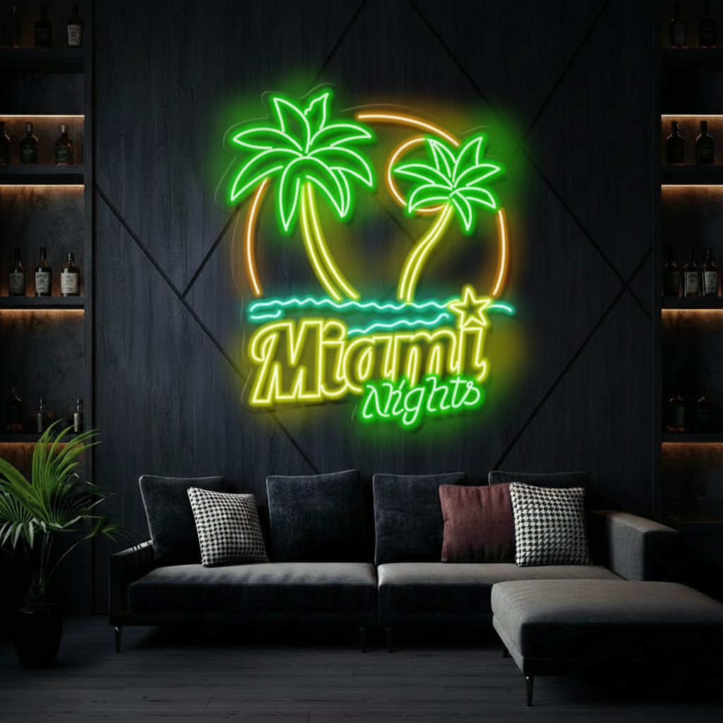 Tropical Miami Nights Neon Wall Decor Sign