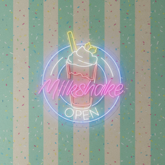 Milkshake Shop Open Neon Sign Wall Decor Sign