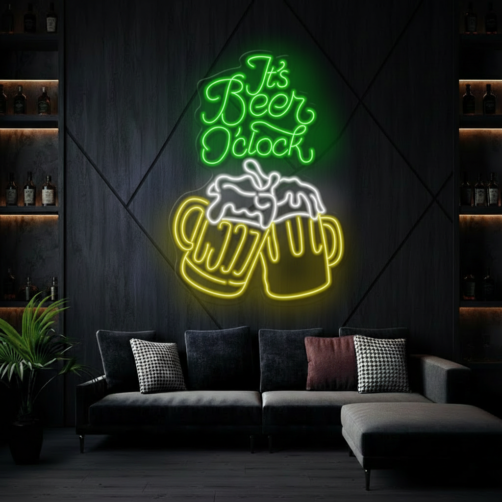 It's Beer O'clock Led Neon Sign Bar Shop Decor Sign