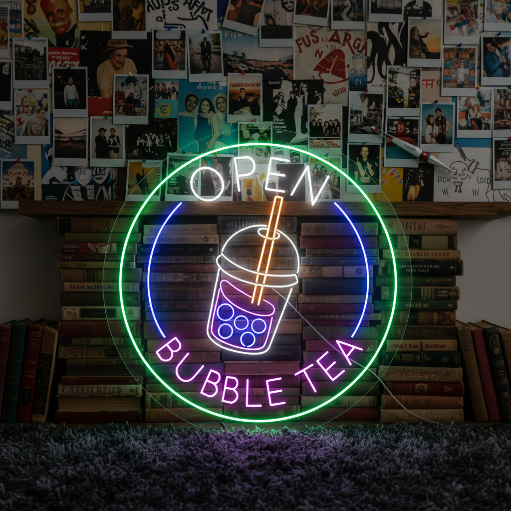 Bubble Tea Shop Open Led Neon Sign